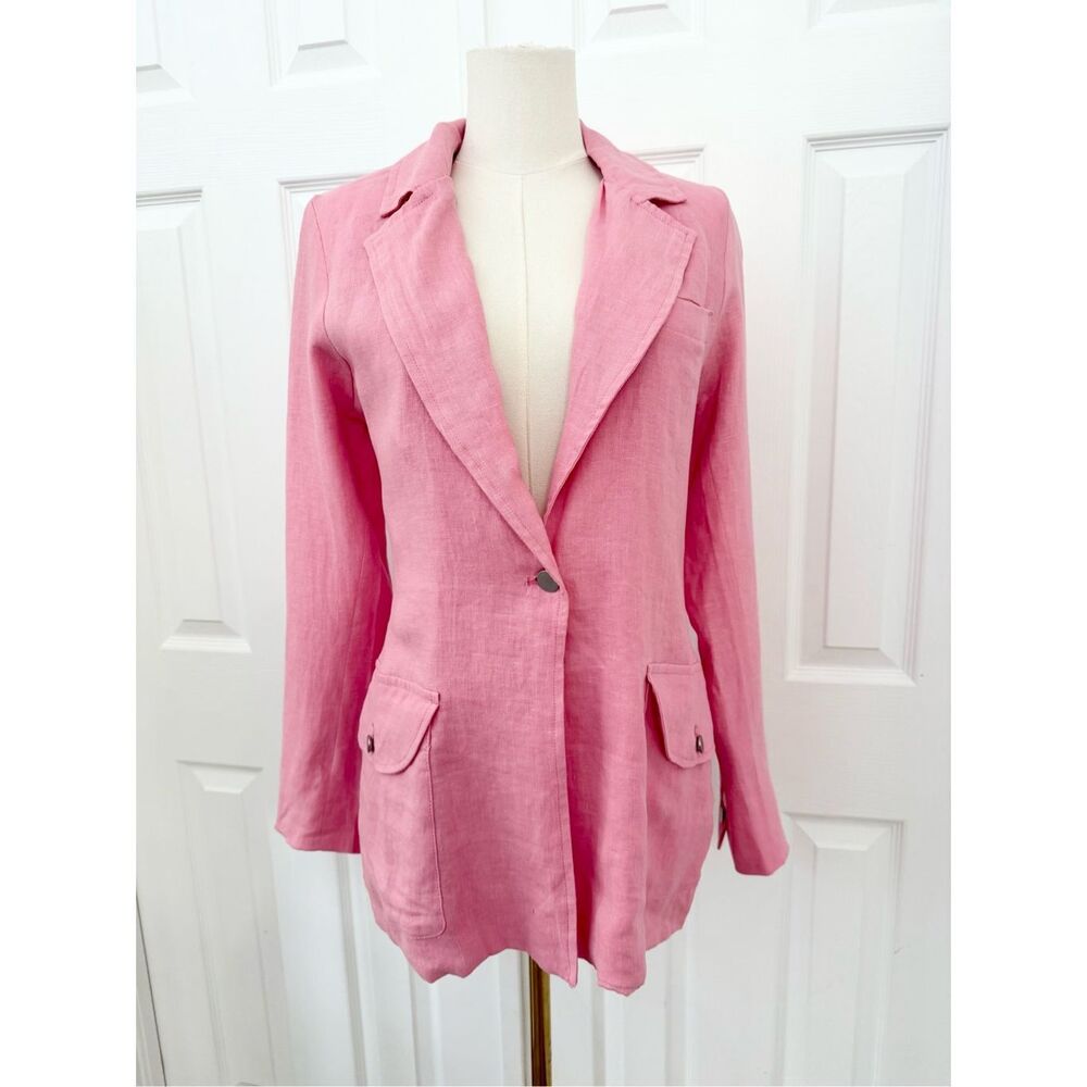 DL1961 Flamingo Single Buttoned Notched Lapel Slouchy Linen Blazer XS NWT